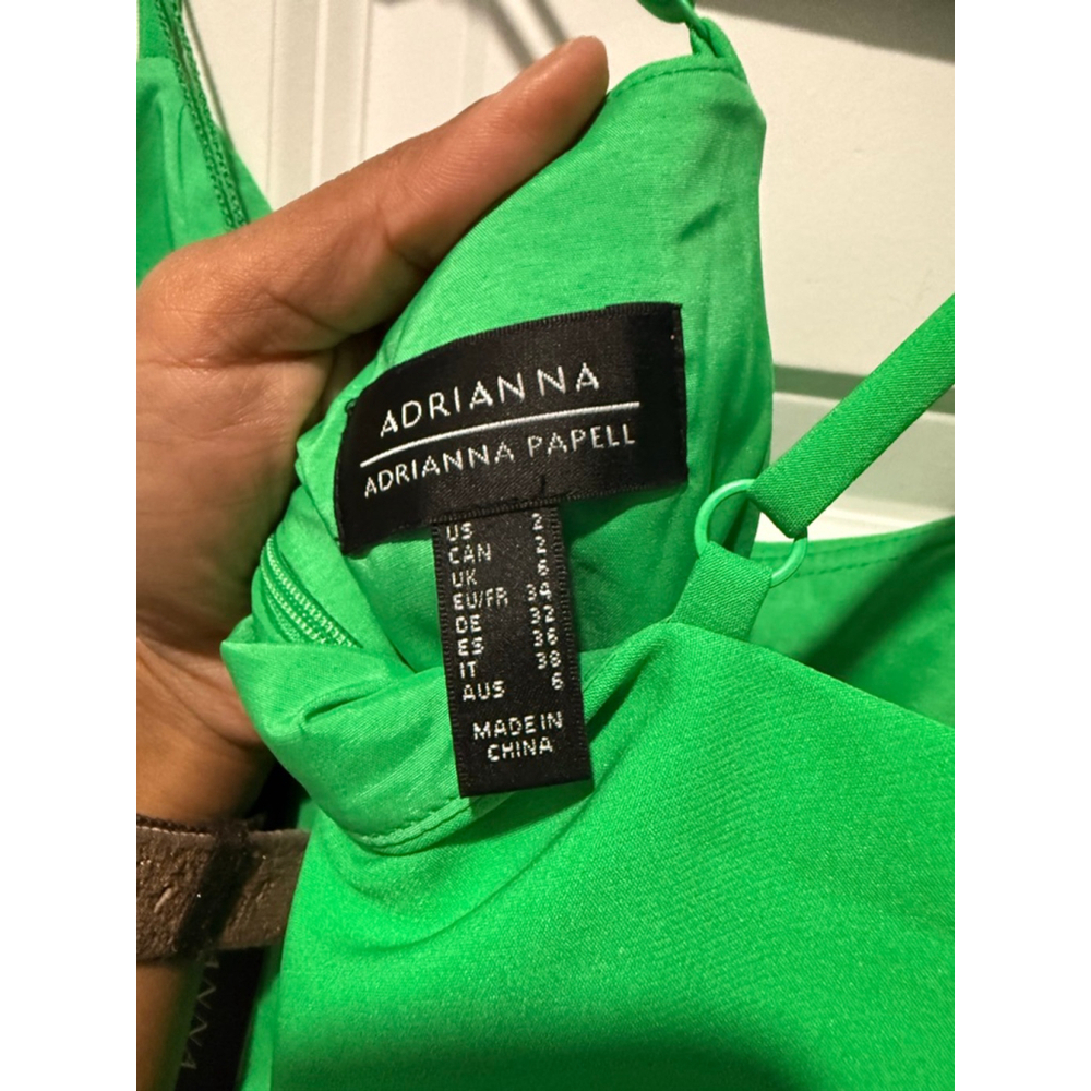 Women's Adrianna Papell Green Fringe Midi Dress Size 2 - Picture 7 of 8